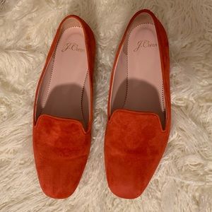 Jcrew red suede loafers